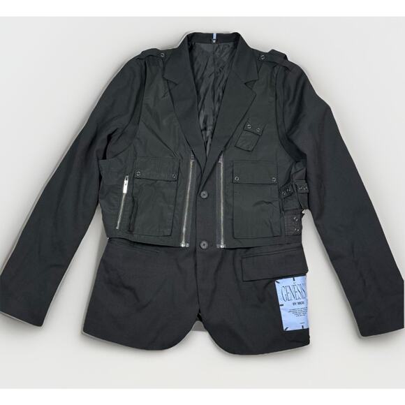 MCQ Alexander McQueen Genesis II Hybrid Utility Blazer Jacket Black IT 50 US 40 - Picture 2 of 13